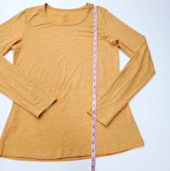 WOOLX Women's Merino Wool Base Layer Top Shirt Yellow Long Sleeve Thermal Size M - Picture 4 of 8